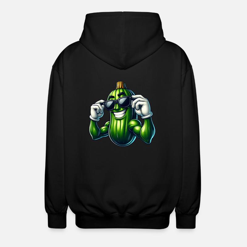 Cool Cucumber Pickle Vegetables Cartoon - Unisex Hooded Jacket - black