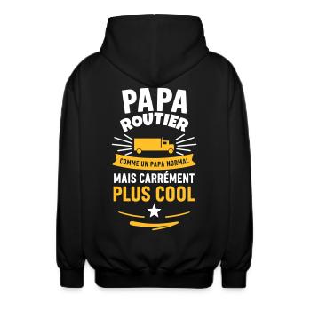 Papa routier – plus cool qu’un papa normal - Veste à capuche unisexe - noir - Dos - AI Model Male 185 light (185cm)