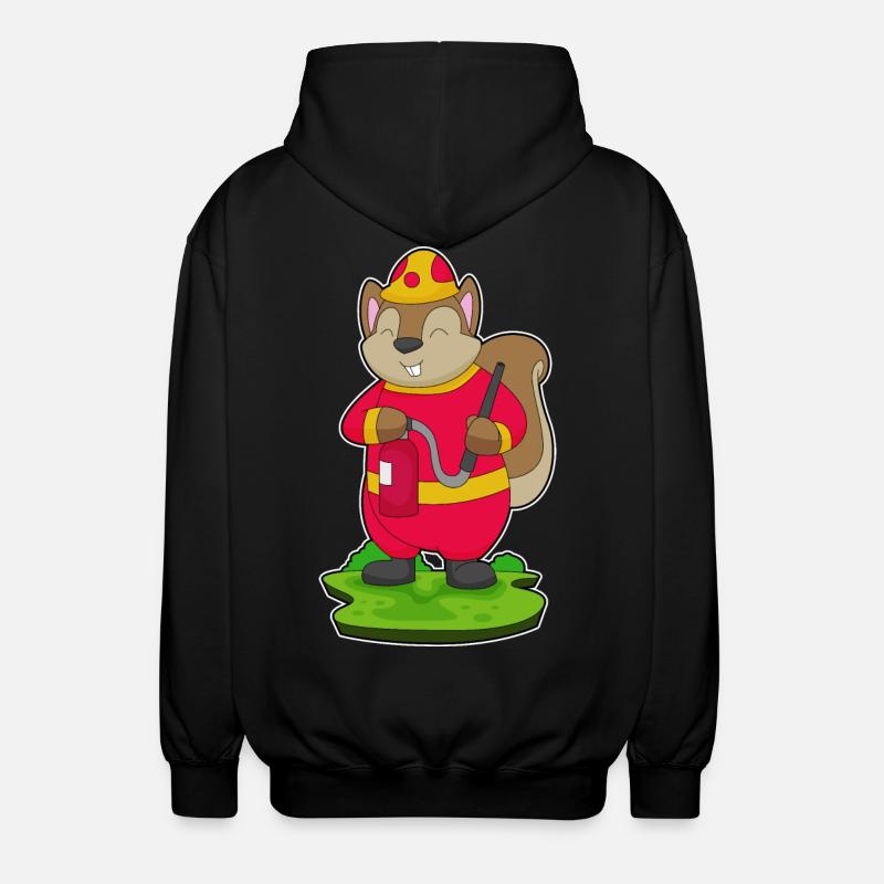 Squirrel Firefighter Fire Hose - Unisex Hooded Jacket - black