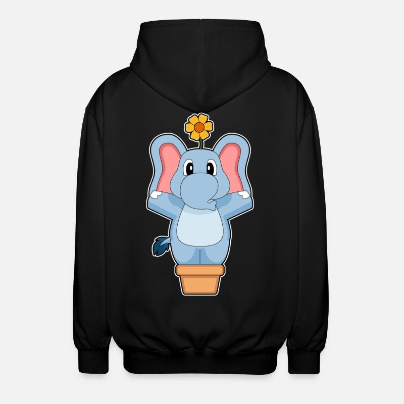 Elefant Blume - Unisex Kapuzenjacke - Schwarz