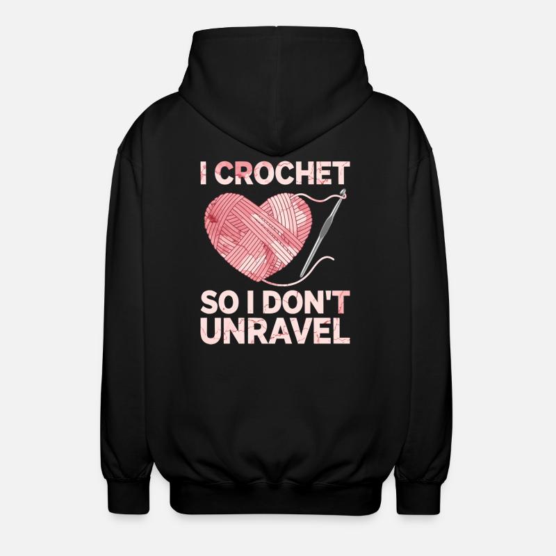 I crochet so I don't lose the thread - Unisex Hooded Jacket - black