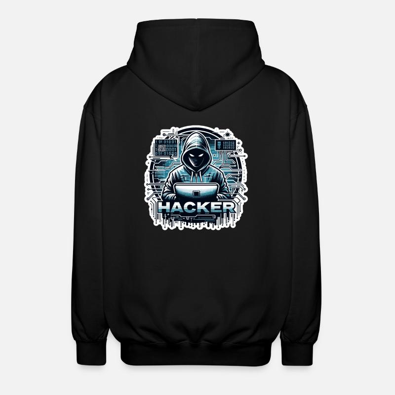 Hacker - Illustration - Unisex Kapuzenjacke - Schwarz