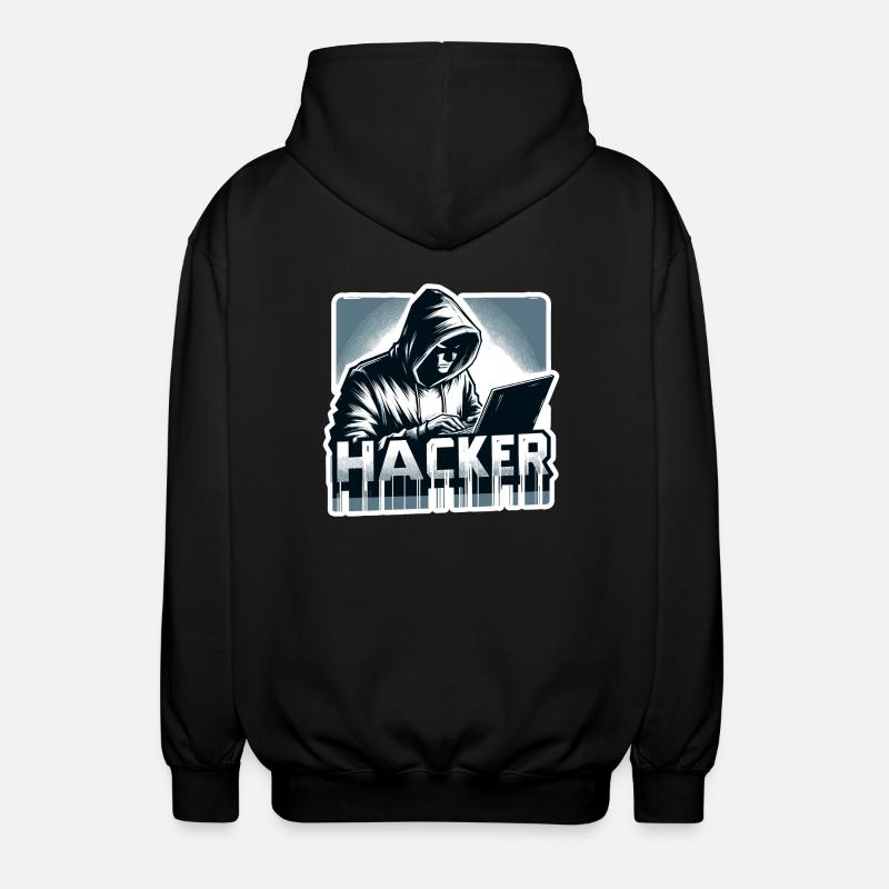 Hacker - Illustration - Unisex Kapuzenjacke - Schwarz