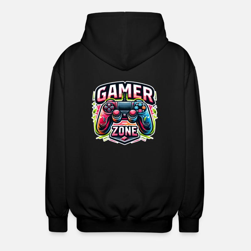 Gamer Zone - Controller Illustration - Unisex Kapuzenjacke - Schwarz