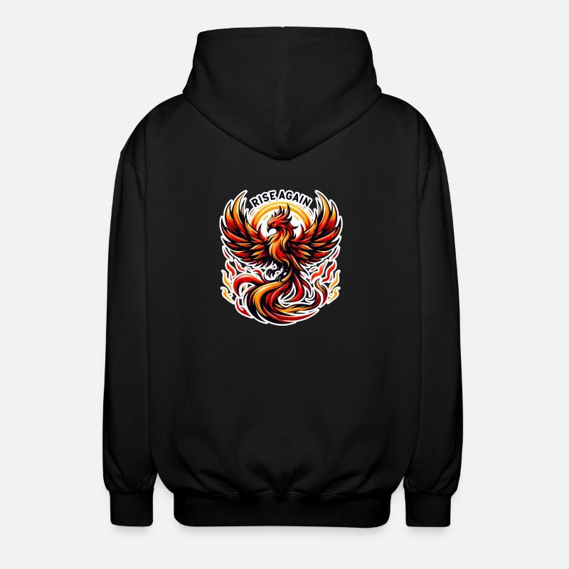 Rise Again - Phoenix Illustration - Unisex Hooded Jacket - black