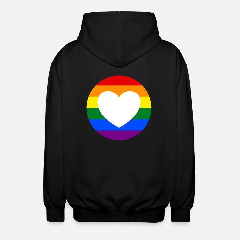 LGBTQ rainbow heart - Unisex Hooded Jacket - black