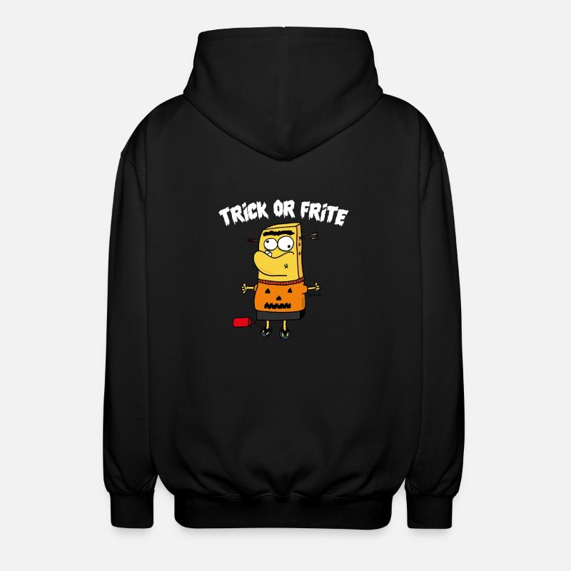 TRICK ODER POMMES WEISS - Unisex Kapuzenjacke - Schwarz