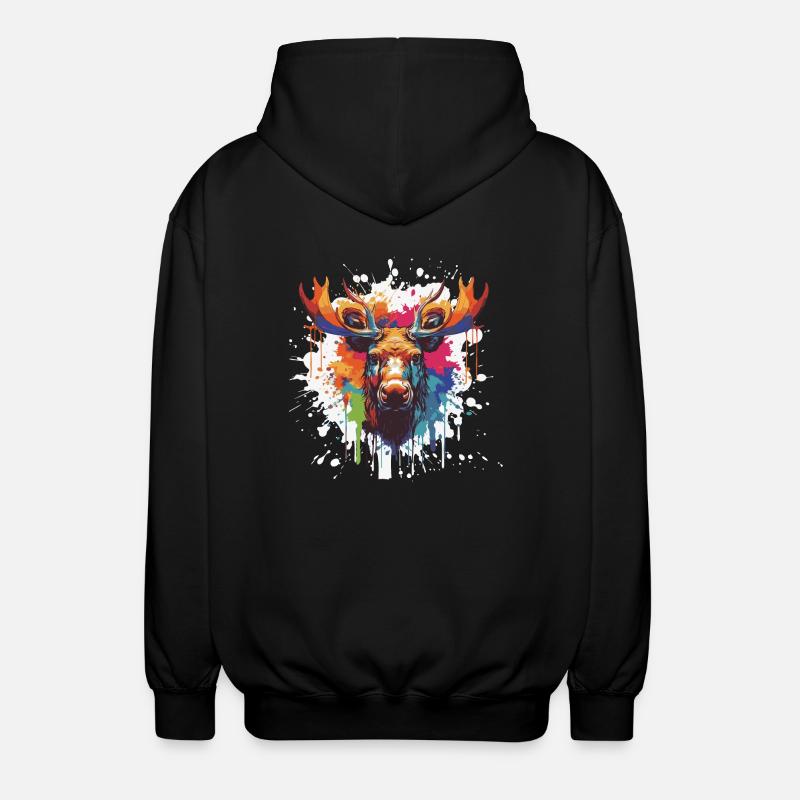 Elch - Unisex Kapuzenjacke - Schwarz