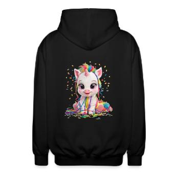 Einhorn Geburtstagfeier Mädchen Karneval Konfetti - Unisex Kapuzenjacke - Schwarz - Hinten - AI Model Male 185 light (185cm)