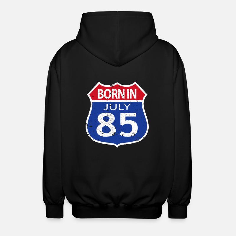 Born in July 1985 - Unisex Hooded Jacket - black