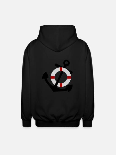 Anker mit Rettungsring - Unisex Kapuzenjacke - Schwarz