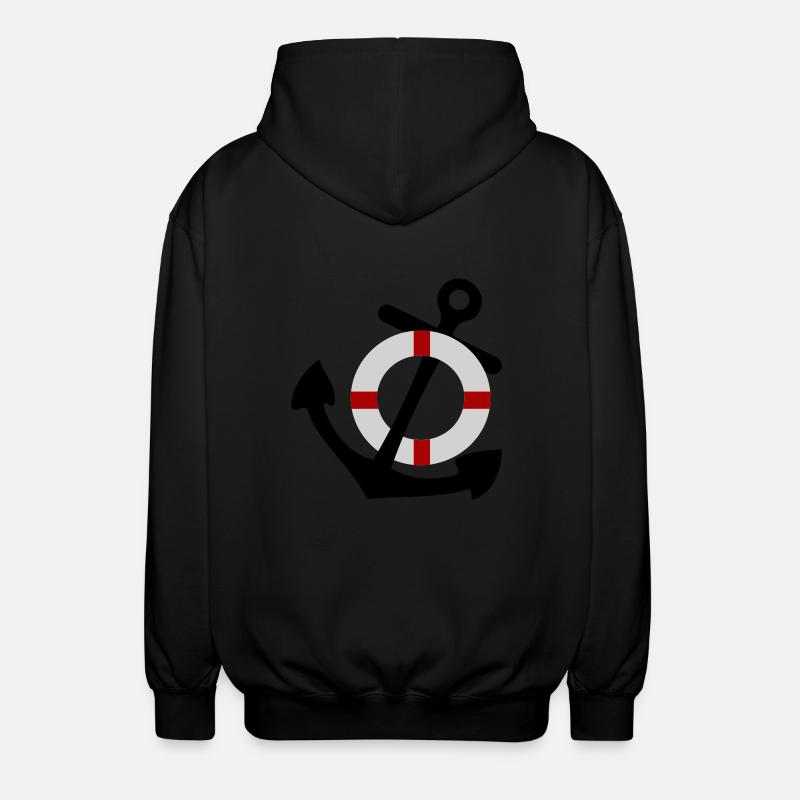 Anker mit Rettungsring - Unisex Kapuzenjacke - Schwarz