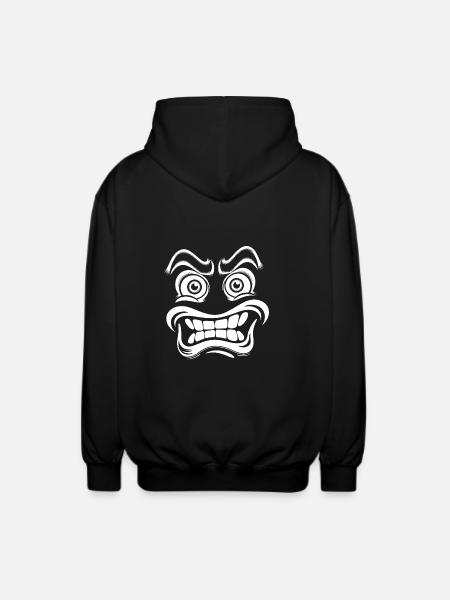 Angry Face Mask - Unisex Hooded Jacket - black