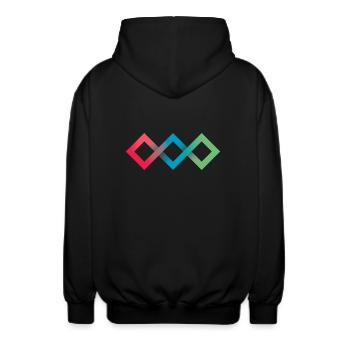 Fluo Diamonds - Unisex Hooded Jacket - black - Back - AI Model Male 185 light (185cm)