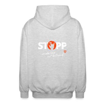 Stopp - weiß - Unisex Kapuzenjacke - Hellgrau meliert - Hinten - AI Model Male 185 light (185cm)