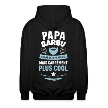 Papa barbu – plus cool qu’un papa normal - Veste à capuche unisexe - noir - Dos - AI Model Male 185 light (185cm)