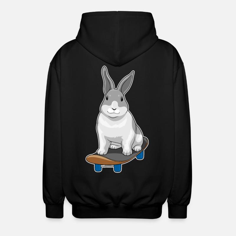 Rabbit Skater Skateboard - Unisex Hooded Jacket - black