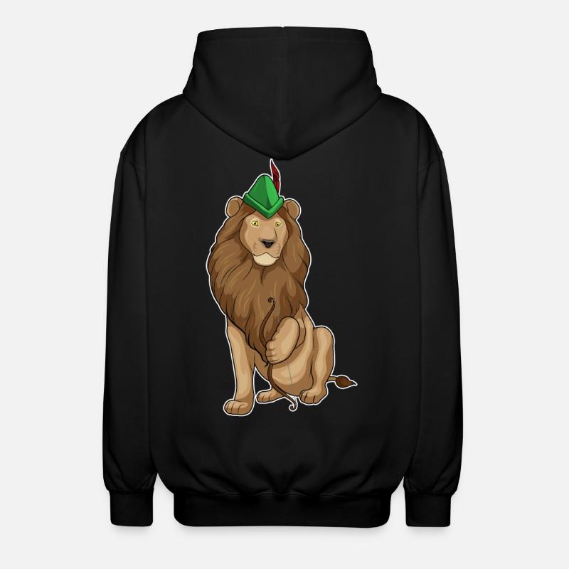Lion Archer Bow - Unisex Hooded Jacket - black