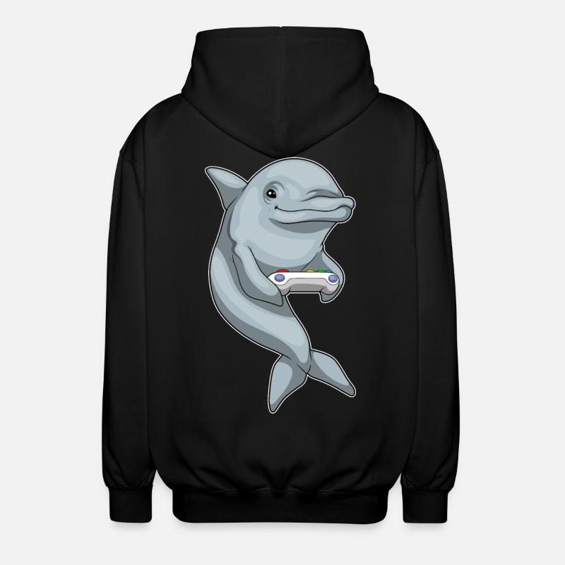 Dolphin Gamer Controller - Unisex Hooded Jacket - black