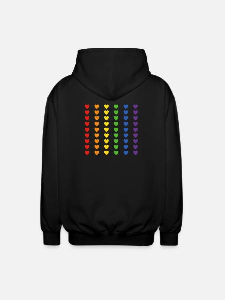 Rainbow Flag Hearts - Unisex Hooded Jacket - black