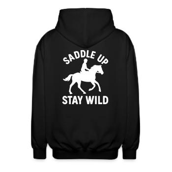 In the saddle For riders - Unisex Hooded Jacket - black - Back - AI Model Male 185 light (185cm)