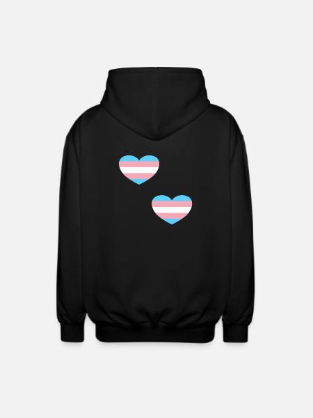 Coeurs de drapeau trans - Veste à capuche unisexe - noir