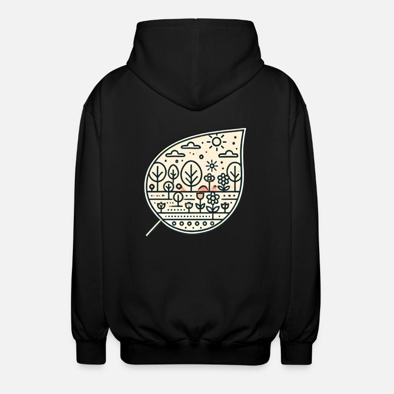 Blatt schräg - Unisex Kapuzenjacke - Schwarz