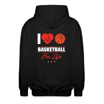 Ich liebe Basketball fürs Leben - Unisex Kapuzenjacke - Schwarz - Hinten - AI Model Male 185 light (185cm)
