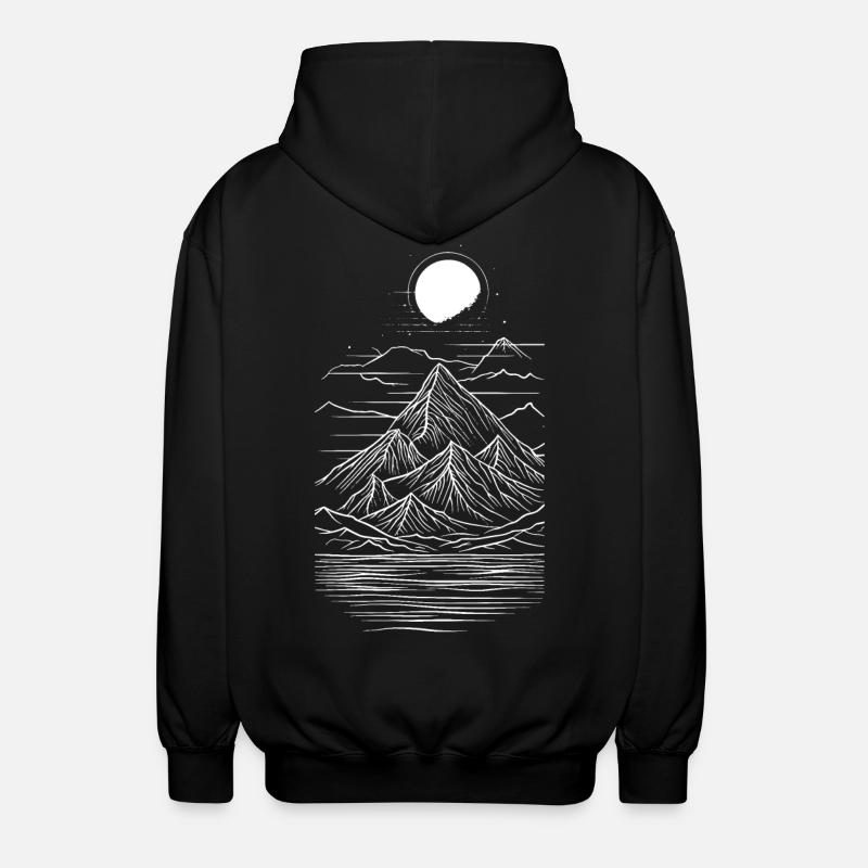 Lineare Berge - Unisex Kapuzenjacke - Schwarz