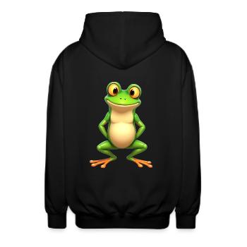Frog Costume Tree Frog Funny Red-Eyed Tree Frog - Unisex Hooded Jacket - black - Back - AI Model Male 185 light (185cm)