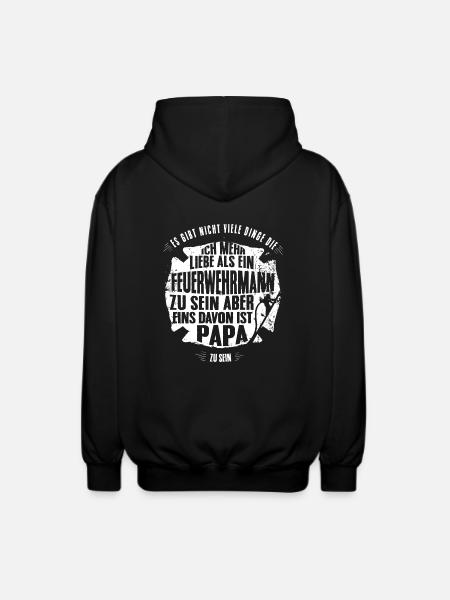Feuerwehr Papa Tshirt - Unisex Kapuzenjacke - Schwarz
