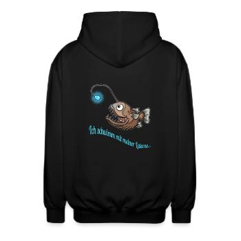 Anglerfisch - Unisex Kapuzenjacke - Schwarz - Hinten - AI Model Male 185 light (185cm)