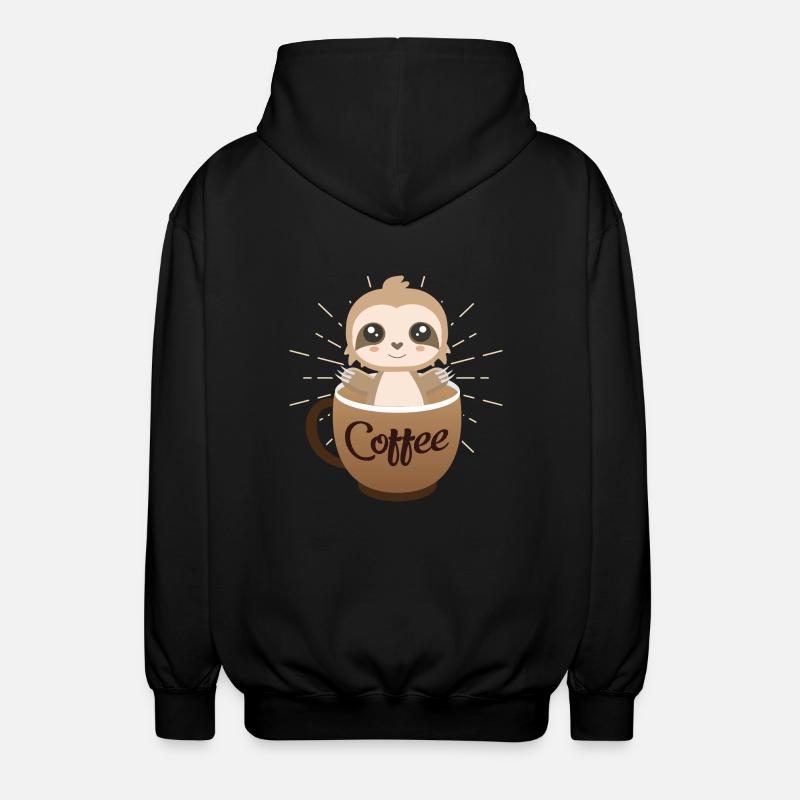 Faultier Kaffee Design - Unisex Kapuzenjacke - Schwarz