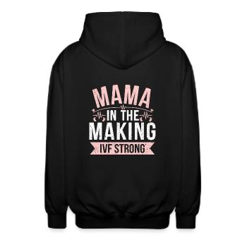 Starke Mama in der Entstehung - Unisex Kapuzenjacke - Schwarz - Hinten - AI Model Male 185 light (185cm)