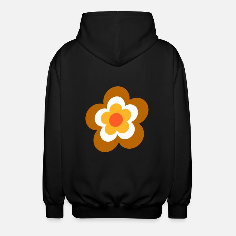 70s Flower Pattern Retro - Unisex Hooded Jacket - black