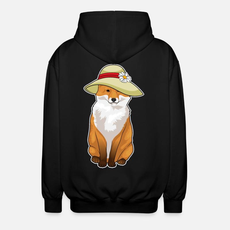 Fox Hat Flower - Unisex Hooded Jacket - black