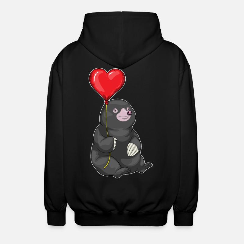 Maulwurf Herz Luftballon - Unisex Kapuzenjacke - Schwarz