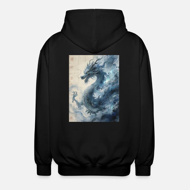 Die Sternennacht: Blauer Drache – Aether - Unisex Kapuzenjacke - Schwarz