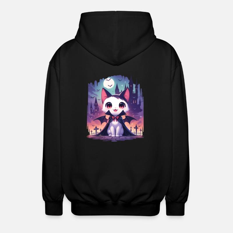 Chat vampire d’Halloween mignon - Veste à capuche unisexe - noir