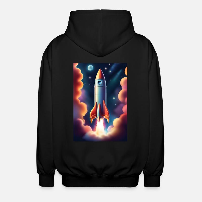 Fusée volant dans l’espace - Veste à capuche unisexe - noir