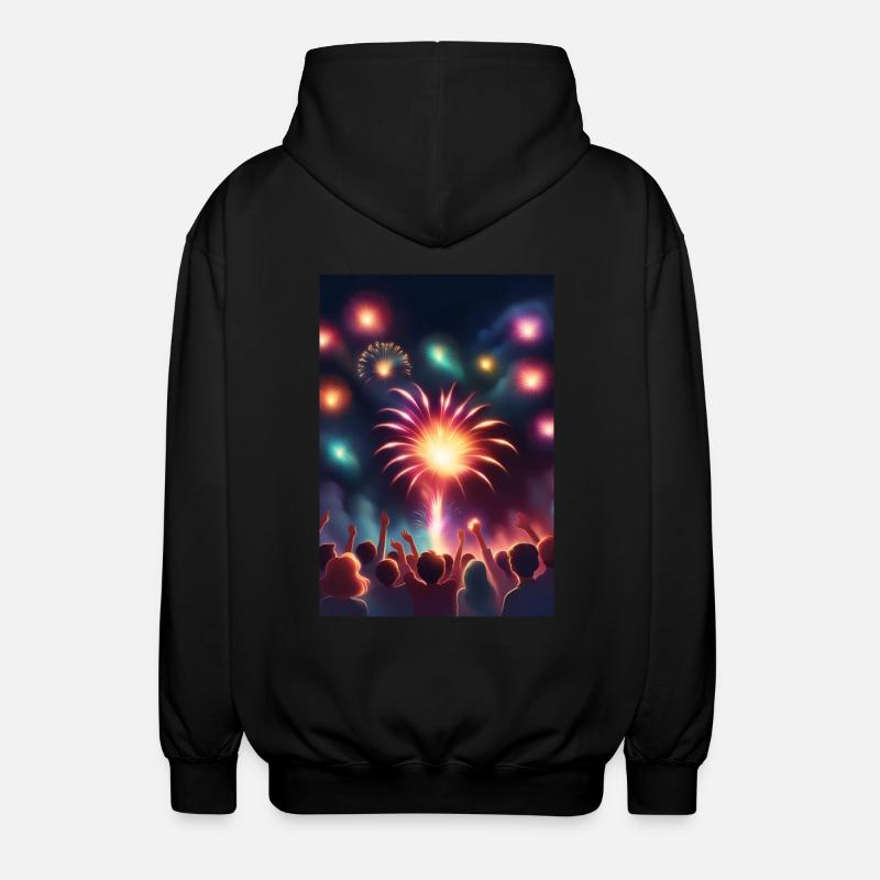 Stunning fire works show - Unisex Hooded Jacket - black