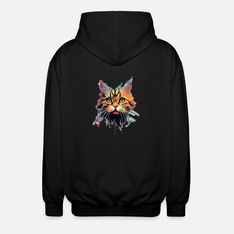 Cat - Unisex Hooded Jacket - black