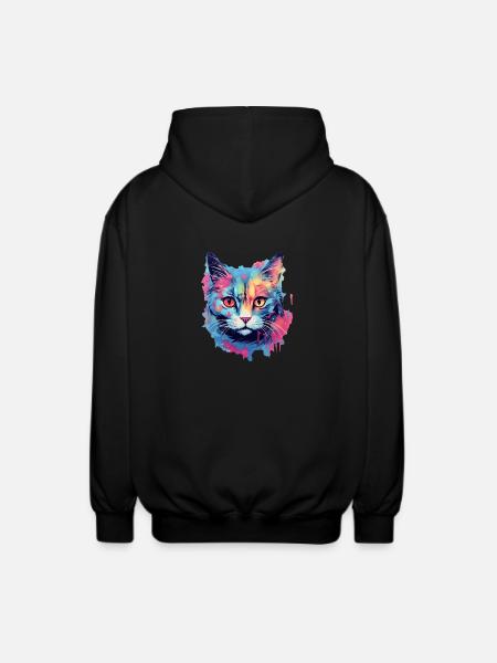 Katze - Unisex Kapuzenjacke - Schwarz
