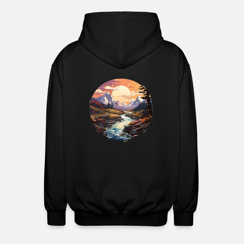 Landschaft - Illustration - Unisex Kapuzenjacke - Schwarz