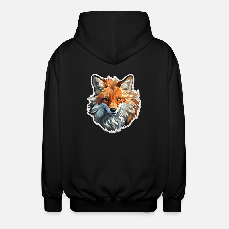 Fuchs - Illustration - Unisex Kapuzenjacke - Schwarz