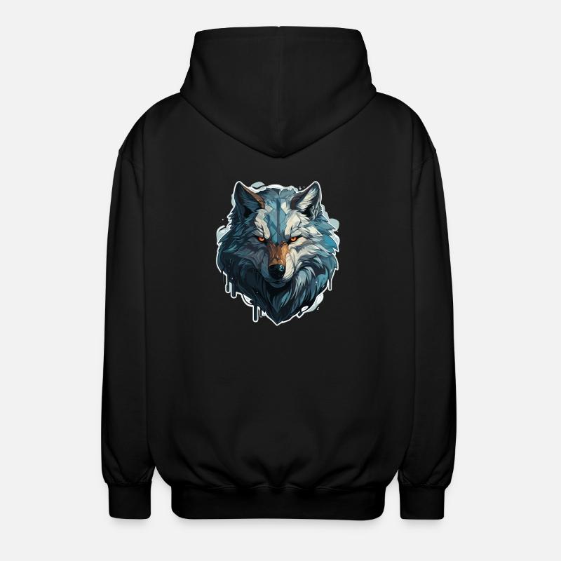 Loup - Illustration - Veste à capuche unisexe - noir