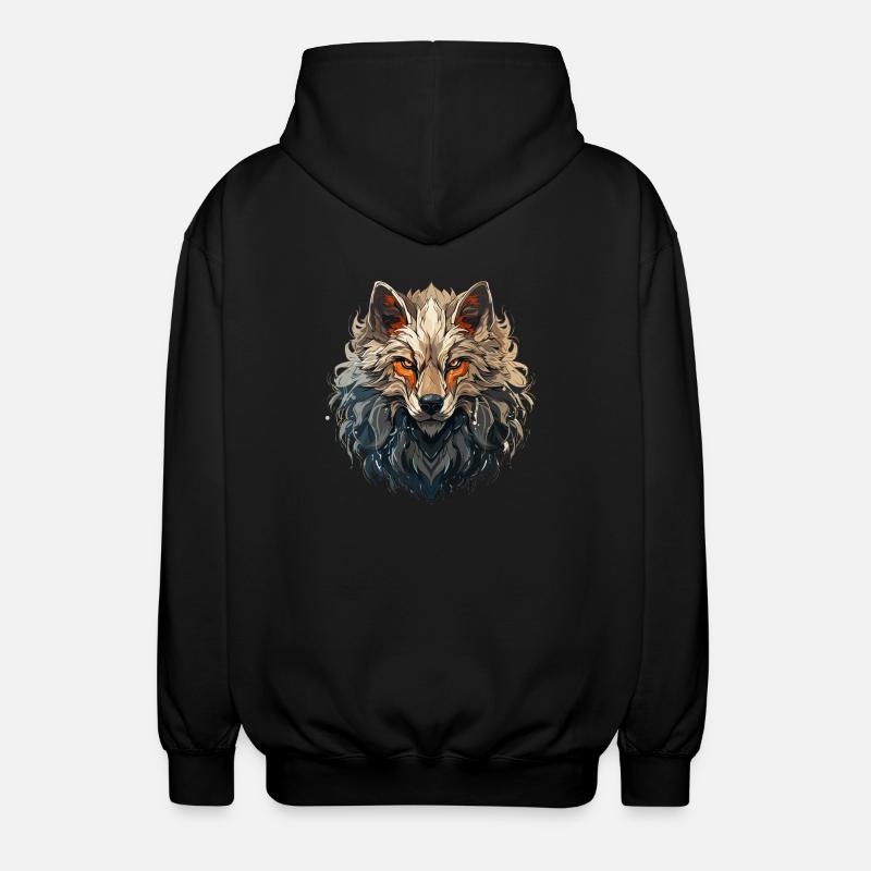 Wolf - Illustration - Unisex Kapuzenjacke - Schwarz