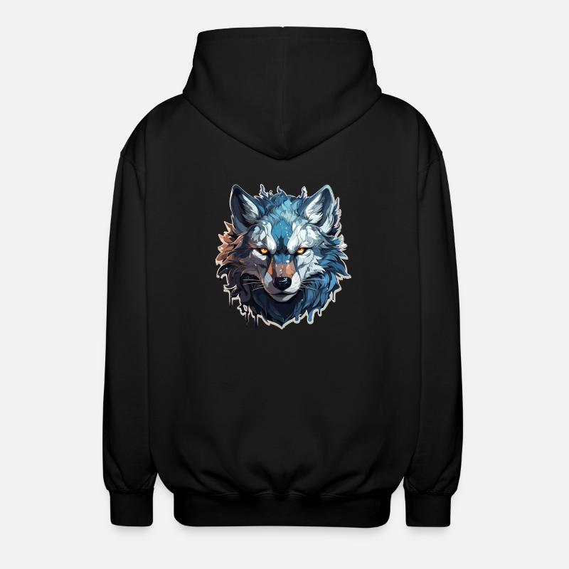 Wolf - Illustration - Unisex Kapuzenjacke - Schwarz
