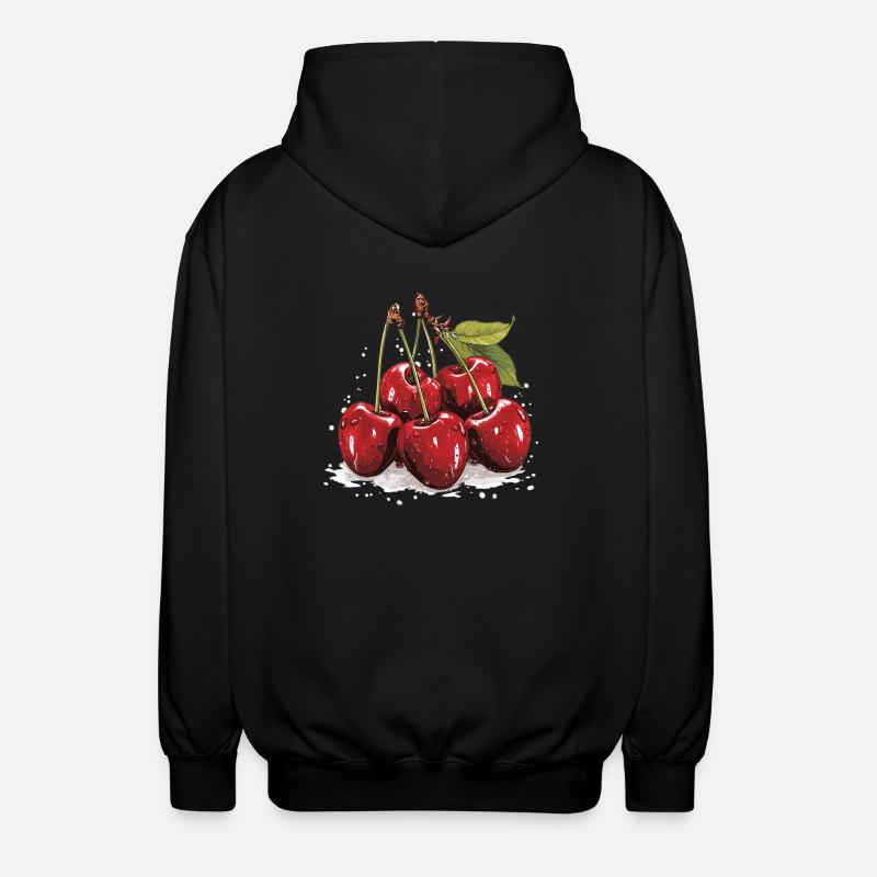 Kirsche - Illustration - Unisex Kapuzenjacke - Schwarz
