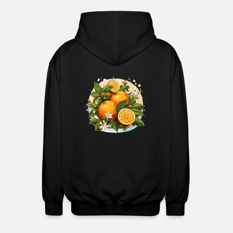 Orange - Illustration - Unisex Hooded Jacket - black